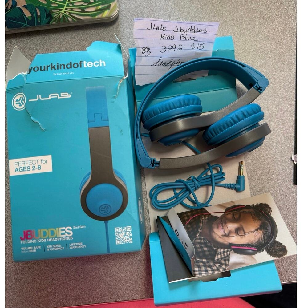 JLabs JBUDDIES 2nd gen Headphones Kids 2-8 blue black wired folding  tested